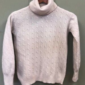Cream Cable Knit Turtleneck Sweater
